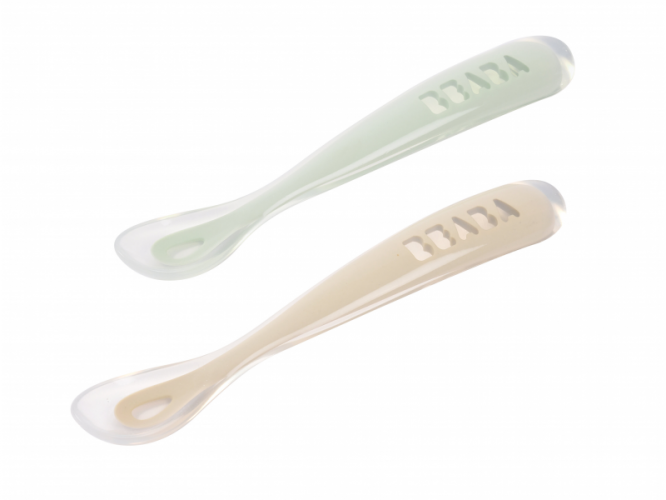 Beaba První lžičky silikonové 2 ks s pouzdrem Clay
