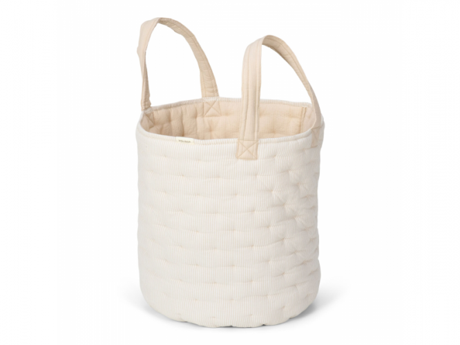 Little Dutch Košík textilní oboustranný extra velký Pure Soft Beige Stripe