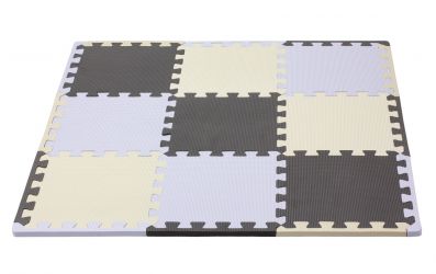 Rialto Baby Hrací podložka puzzle s okrajem Silver Beige Grey 92x92 cm