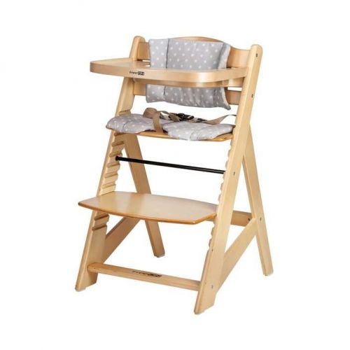 Jídelní židlička dřevěná FREEON Toby Plus s pultíkem a polstrováním Nature