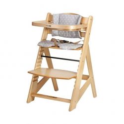 Jídelní židlička dřevěná FREEON Toby Plus s pultíkem a polstrováním Nature