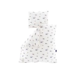 TRÄUMELAND Povlečení do kolébky Jersey 80/80 + 35/40 Little Farm Blau