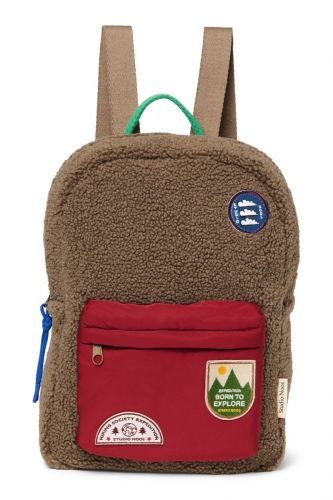 Studio Noos Teddy Midi BACKPACK Batůžek s přední kapsou Brown/Burgundy