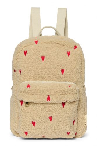 Studio Noos Teddy Midi BACKPACK Batůžek s přední kapsou Ecru Hearts