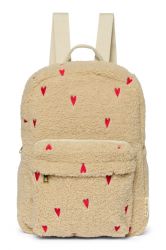 Studio Noos Teddy Midi BACKPACK Batůžek s přední kapsou Ecru Hearts