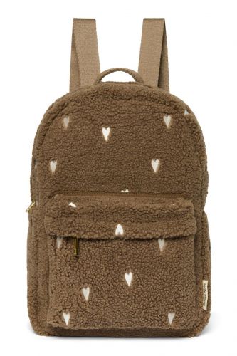 Studio Noos Teddy Midi BACKPACK Batůžek s přední kapsou Brown Hearts