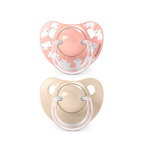 Suavinex Dudlík anatomický silikon 6/18 m 2 ks WILD & FREE růžový