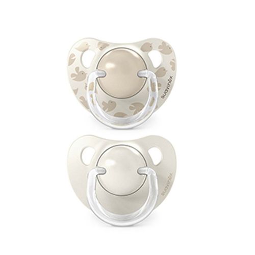 Suavinex Dudlík anatomický silikon 6/18 m 2 ks BIRDIES krémový