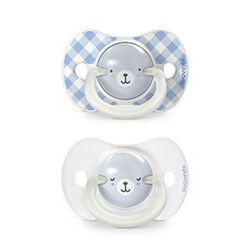 SUAVINEX | Šidítko DEN&NOC fyziologické silikon WILD & FREE 6-18 m - 2 ks - modré