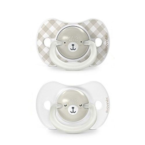 SUAVINEX | Šidítko DEN&NOC fyziologické silikon WILD & FREE 6-18 m - 2 ks - šedé