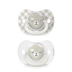 SUAVINEX | Šidítko DEN&NOC fyziologické silikon WILD & FREE 6-18 m - 2 ks - šedé