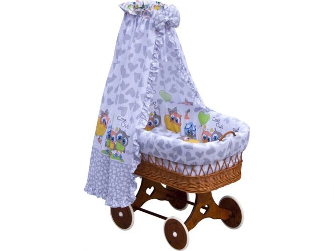 Scarlett Proutěný košík na miminko s nebesy Kulíšek - šedá