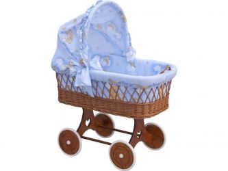 Scarlett Proutěný košík na miminko s boudičkou Mráček - modrý