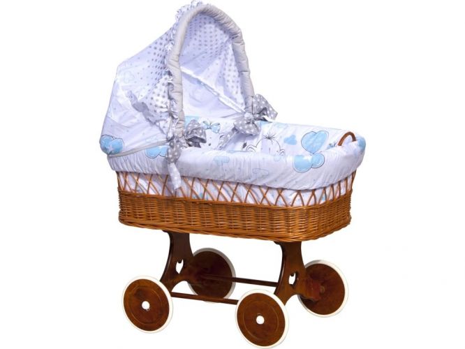 Scarlett Proutěný košík na miminko s boudičkou Gusto - modrý
