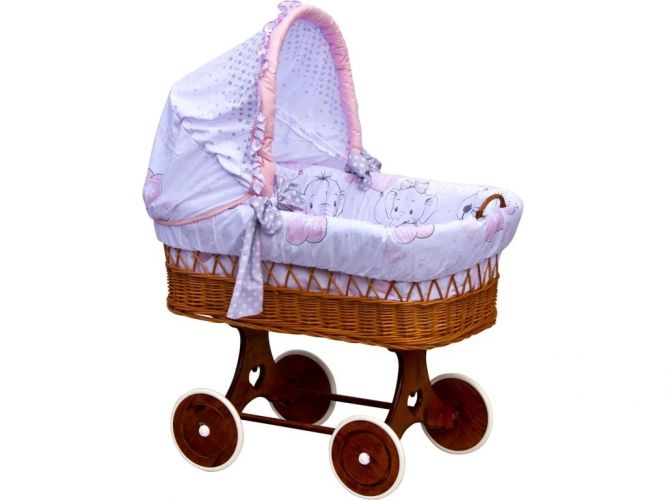 Scarlett Proutěný košík na miminko s boudičkou Gusto - růžový