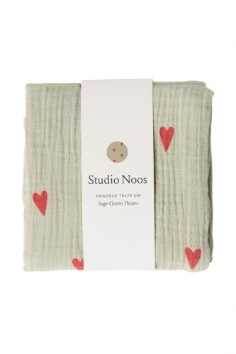 Studio Noos SWADDLE Zavinovačka Print Medium Green Hearts