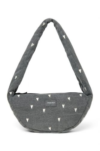 Studio Noos Denim Mini Cross Body Bag Grey Hearts