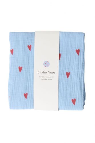 Studio Noos Swaddle Zavinovačka Print Large Light Blue Hearts