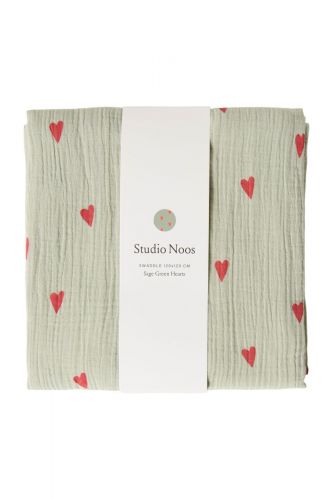 Studio Noos Swaddle Zavinovačka Print Large Green Hearts
