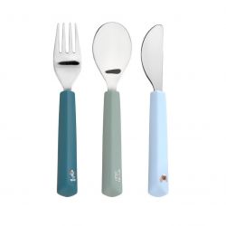 Lässig Cutlery with Silicone Handle 3pcs Tiny Team dog