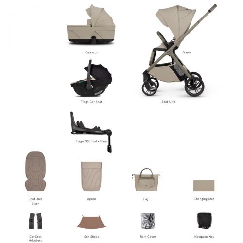 Kočárek Venicci Tila Latte + autosedačka Venicci Tiago + Isofix báse 360° Tiago