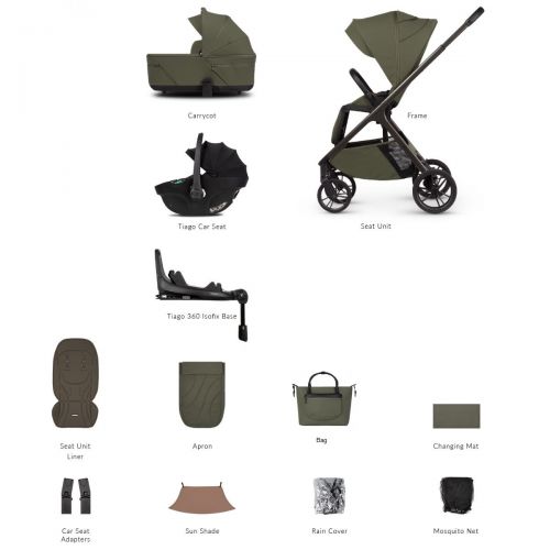 Kočárek Venicci Tila Olive + autosedačka Venicci Tiago + Isofix báse 360° Tiago