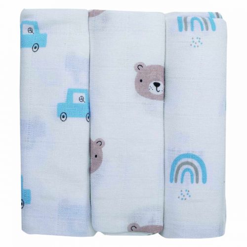 FREEON Bubaba Mušelínové látkové pleny 3 ks Teddy