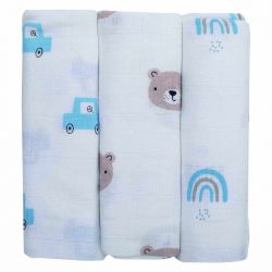 FREEON Bubaba Mušelínové látkové pleny 3 ks Teddy