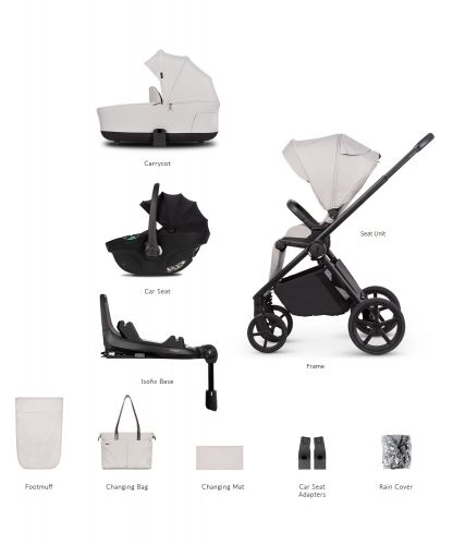 Kočárek Venicci Claro 2 Vanilla + autosedačka Venicci Tiago + Isofix báse 360° Tiago