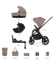 Kočárek Venicci Claro 2 Almond + autosedačka Venicci Tiago + Isofix báse 360° Tiago