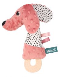 MOMS CARE Senzorická hračka s kousátkem pejsek Jami růžové