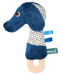MOMS CARE Senzorická hračka s kousátkem pejsek Jami tmavě modré