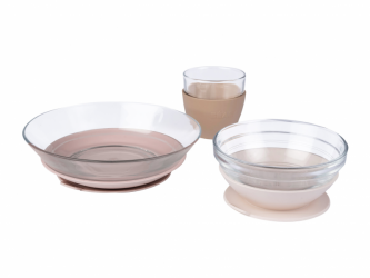 Jídelní sada skleněná s přísavkami Cotton Candy