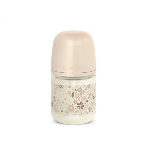 Suavinex Láhev sklo WONDERLAND NEW 120 ml fyziologická SX PRO +0 SF krémový květ