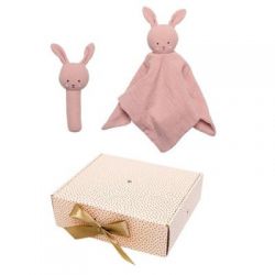 JABADABADO Dárková sada s chrastítkem Bunny Pink