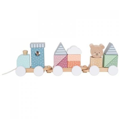 JABADABADO Dřevěný vláček s kostkami Medvídek