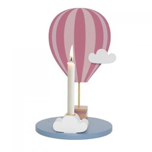 JABADABADO Stojan na svíčku Horkovzdušný balón růžový
