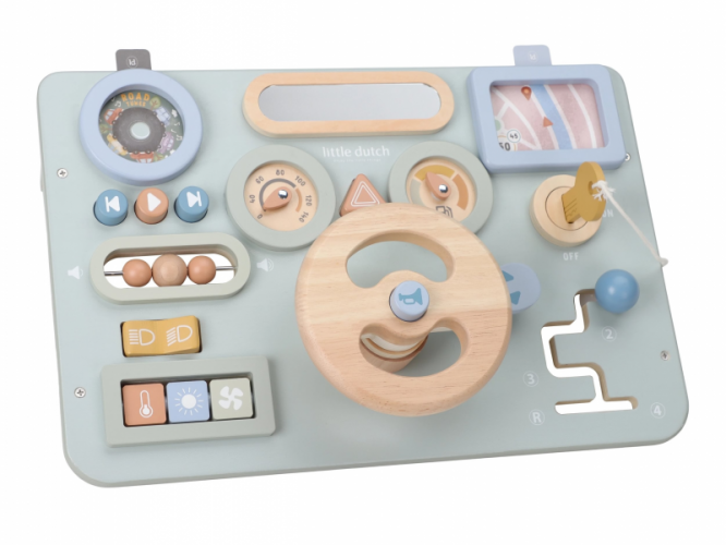 Pult s aktivitami a volantem dřevěný