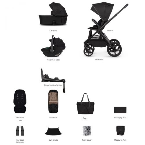 Kočárek Venicci Upline 3 Onyx + autosedačka Venicci Tiago + Isofix báse 360° Tiago