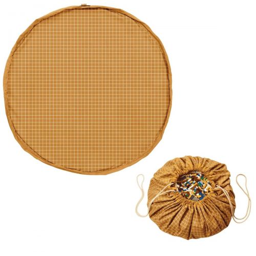 PLAY AND GO Noomad original Hrací deka a Vak na hračky organic Grid Mustard