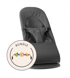 BabyBjörn Lehátko Bouncer SOFT TRI-FABRIC Woven/Jersey Dark Grey+ hračka Googly Eyes