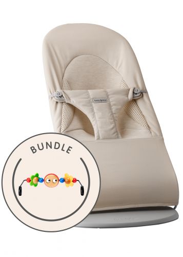 BabyBjörn Lehátko Bouncer SOFT TRI-FABRIC Light Beige/Jersey+ hračka Googly Eyes