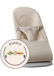 BabyBjörn Lehátko Bouncer SOFT TRI-FABRIC Light Beige/Jersey+ hračka Googly Eyes