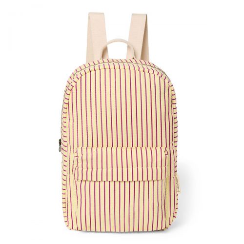 Studio Noos Poplin Midi Backpack Batůžek s přední kapsou Butter Yellow Stripped