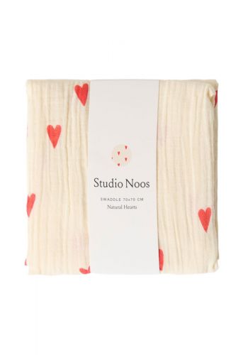 Studio Noos Swaddle Zavinovačka Print Medium Beige Hearts