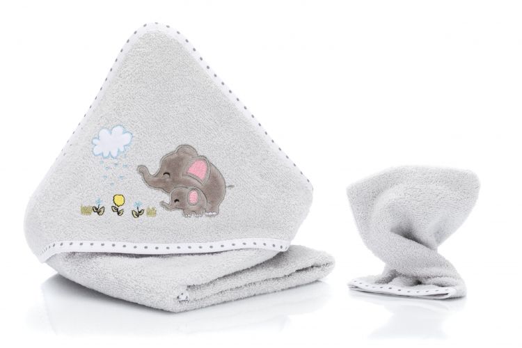 Fillikid Osuška s kapucí + žínka elephant grey