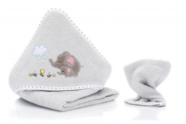 Fillikid Osuška s kapucí + žínka elephant grey