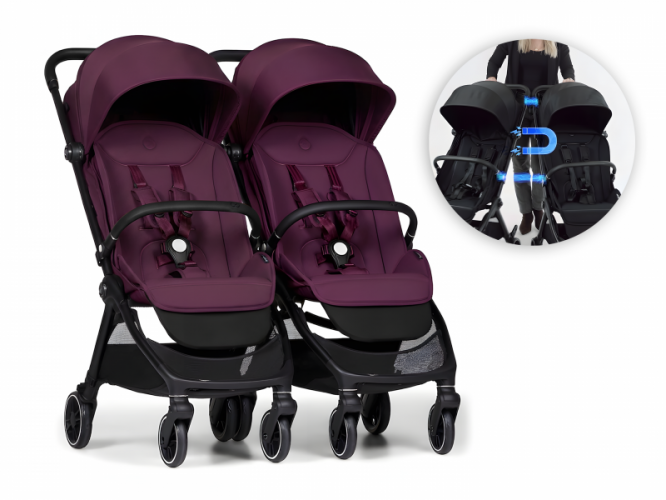 Kočárek Bumprider Connect Mini 2x kočárek s madlem Italian Plum