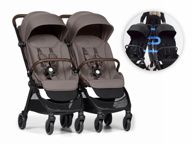 Kočárek Bumprider Connect Mini 2x kočárek s madlem Taupe