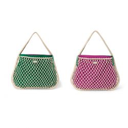 Studio Noos Macrame Mom Bag Síťka Natural & Vnitřní taška Purple Green
